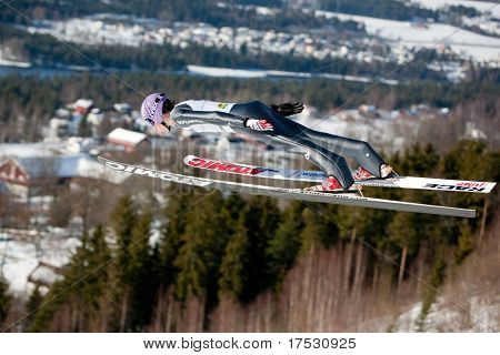 VIKERSUND, Norsko - 15. března: Martin Schmitt Německa soutěží ve FIS Světový pohár na lyžích Co
