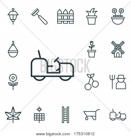 Set Of 16 Plant Icons. Includes Herb, Decorative Plant, Sweet Berry And Other Symbols. Beautiful Design Elements.