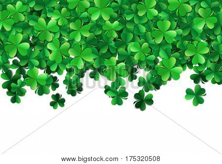 Saint Patricks day background with sprayed clover leaves or shamrocks