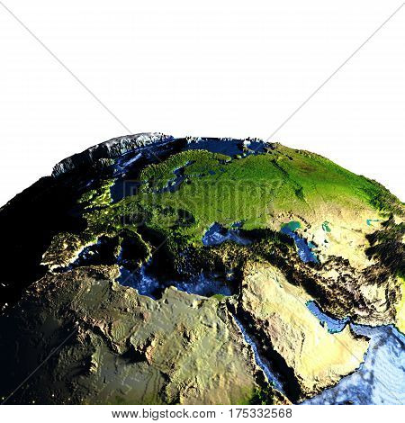 Emea Region On Earth With Exaggerated Mountains