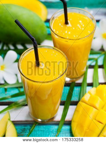 Fresh Tropical Fruit Smoothie Mango Juice.