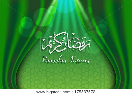 ramadan backgrounds vectorArabic Islamic calligraphy of Ramadan kareem on green curtian background.