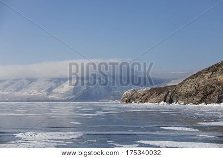 Baikal Lake, Ogoi Island Cape. Winter Landscape