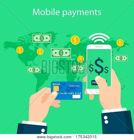 Online and mobile payments concept. Vector illustration.