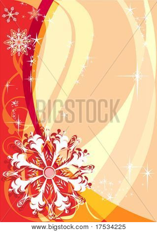 Rød Jul baggrund med snefnug, vektor illustration