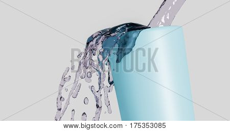 Pouring water into glass on light background