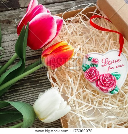 Ceramics Heart Inscription Love For Ever.