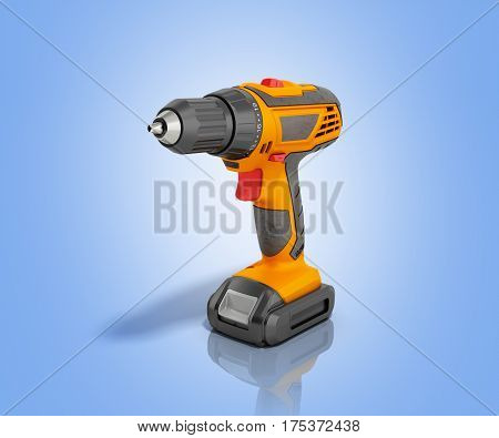 Combi Drill Impact Drill And Screw Driver 3D Render On Blue Background
