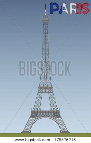 Illustration of a The Eiffel Tower with Paris Letters
