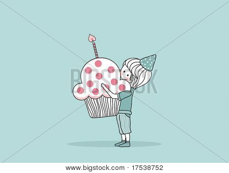 menino com cupcake de aniversário