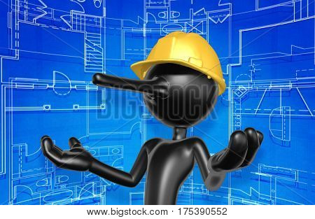 The Original 3D Character Illustration Construction Worker With A Growing Nose