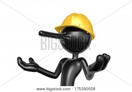 The Original 3D Character Illustration Construction Worker With A Growing Nose