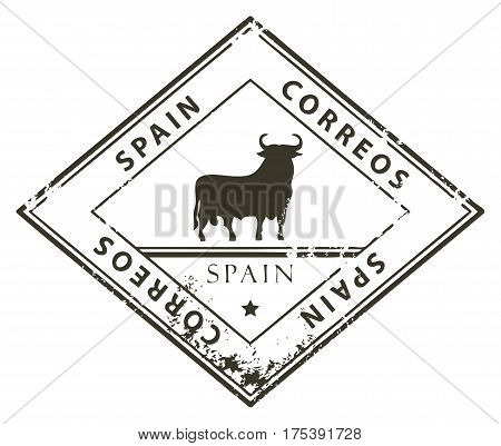 Grunge rubber stamp with word Spain, Correos inside