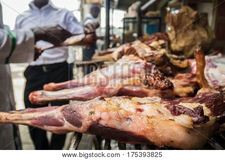 Nyama Choma Means Grilled Meat - Traditional East African Food