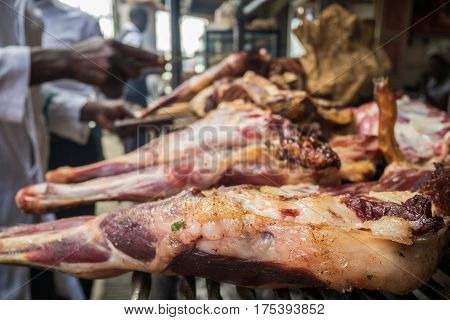 Nyama Choma Means Grilled Meat - Traditional East African Food