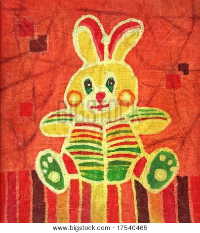 Bild av mina konstverk med en kanin