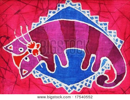 Benim sanat ile bir yastık üzerinde kırmızı bir kedi resmi