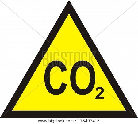 CO2 yellow triangular warning sign carbon dioxide warning sign vector illustration