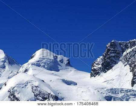 Snow Peak Mountain Scenic View Of Europe Alphine In Summer Clear Sky