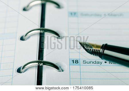Sheaffer Fountain Pen Lying on the Organizer - Close Up