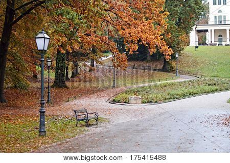 Maksimir on the rainy day in Zagreb Croatia