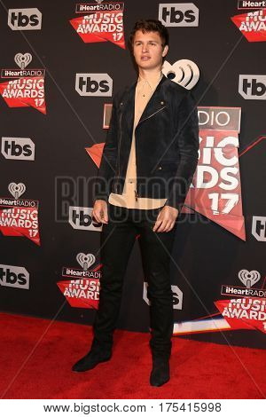 LOS ANGELES - MAR 5:  Ansel Elgort at the 2017 iHeart Music Awards at Forum on March 5, 2017 in Los Angeles, CA