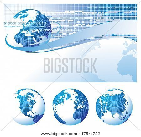 Versione raster di sfondo template vettoriale con un globo