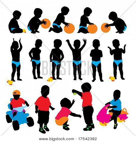 Vector child's silhouettes