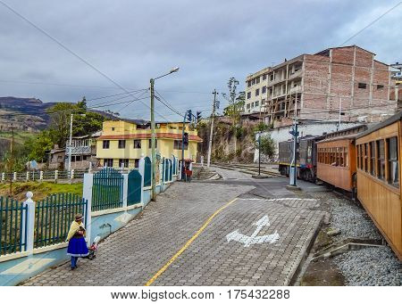 ALAUSI, ECUADOR, OCTOBER - 2015 - Urban scene at Alausi at small andean town located in Ecuador.