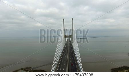 Vasco da Gama bridge in Lisbon, Portugal