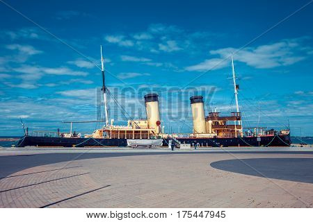 TALLINN ESTONIA - JUNE 04 2016: Suur Toll icebreacker. The Estonian maritime museum in Seaplane harbour. Tallinn Estonia.