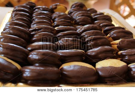 Typical Italian Biscuit, Bacio di Dama, with Chocolate