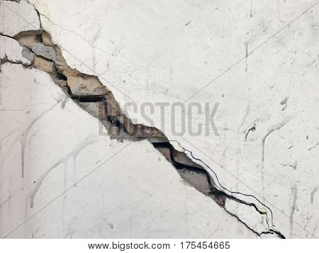 cracked painted plaster exposed crumble brick wall derelict grunge background
