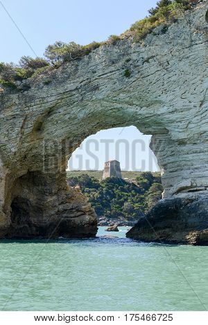 The Arch Rock Window Near Vieste On Gargano