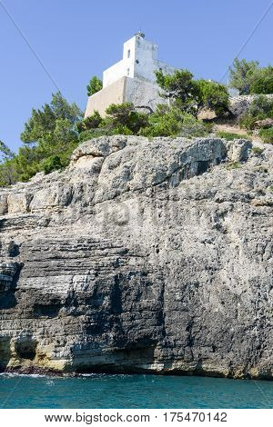 Pugno Chiuso Lighthouse On The Coast Of Gargano National Park
