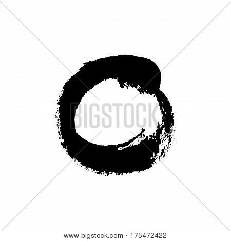 Grudge brush stroke circle isolated on white. Vector design element.