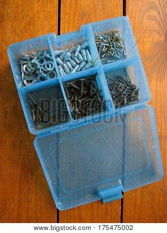 Self-tapping screws stacked in a screwdriver for screws
