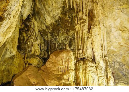 Diamond Cave or Tham Pranangnai in Krabi province Thailand