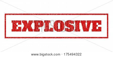 Red Rubber Seal Stamp With Explosive Text. Vector Tag Inside Rectangular Shape. Grunge Design And Du
