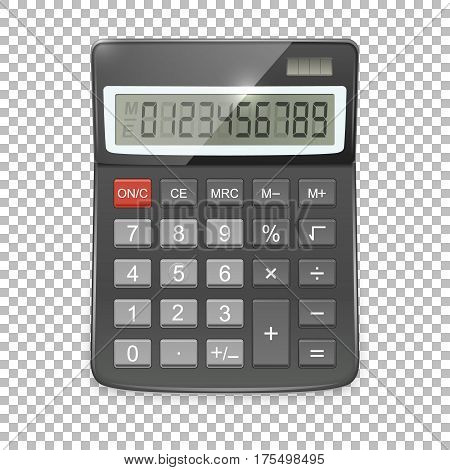 Vector realistic calculator icon isolated on transparent background, design template. EPS10 illustration.