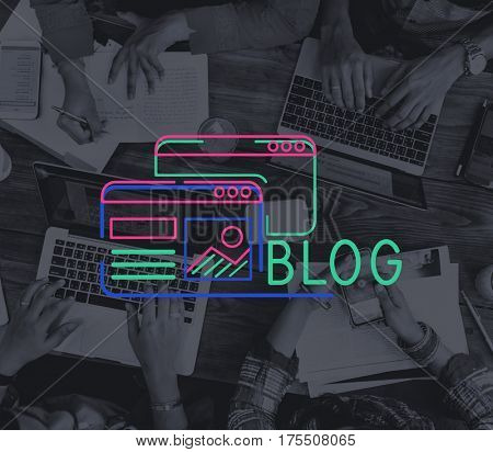 Illustration of blog social media connection networking
