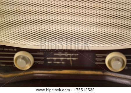 Retro Radio On Wooden Table stock photo