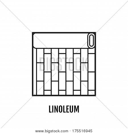 Black and white flat icon of a roll of linoleum. Floor covering, material for repair of interior