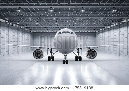 3d rendering airplane or jet plane in hangar