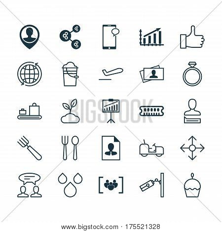 Set Of 25 Universal Editable Icons. Can Be Used For Web, Mobile And App Design. Includes Elements Such As Profit Graph, Bucket, Baggage Carousel And More.