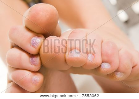 Macro gambe Pretty woman over white