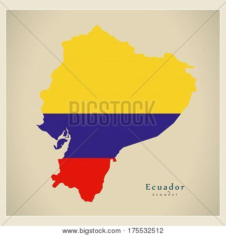 Modern Map - Ecuador Colored Ec Illustration Silhouette