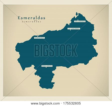 Modern Map - Esmeraldas Ec Illustration Silhouette
