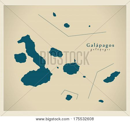 Modern Map - Galapagos Islands Ec Illustration Silhouette