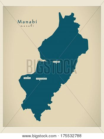 Modern Map - Manabi Ec Illustration Silhouette